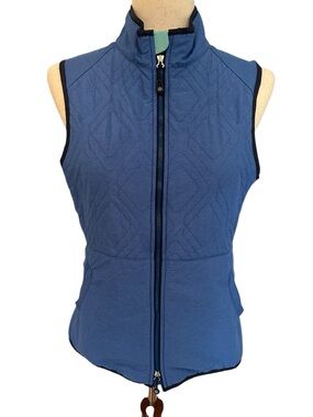 PETER MILLAR Lizzie Hybrid Vest Blue Quilted Performance Full Zip Sz M NWOT Golf